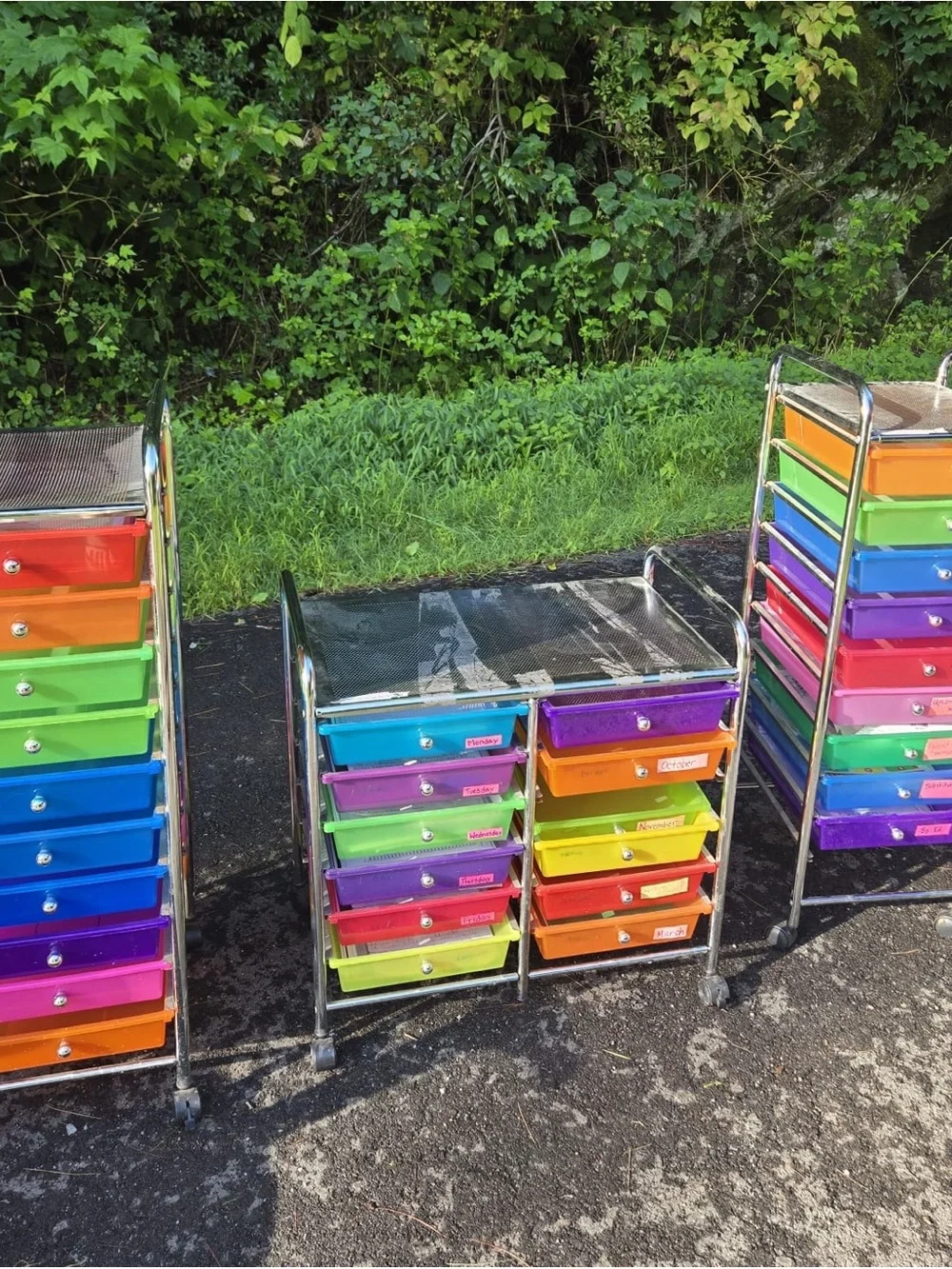 3 Colorful Rolling Drawer Organizer Cart - Multi-Color